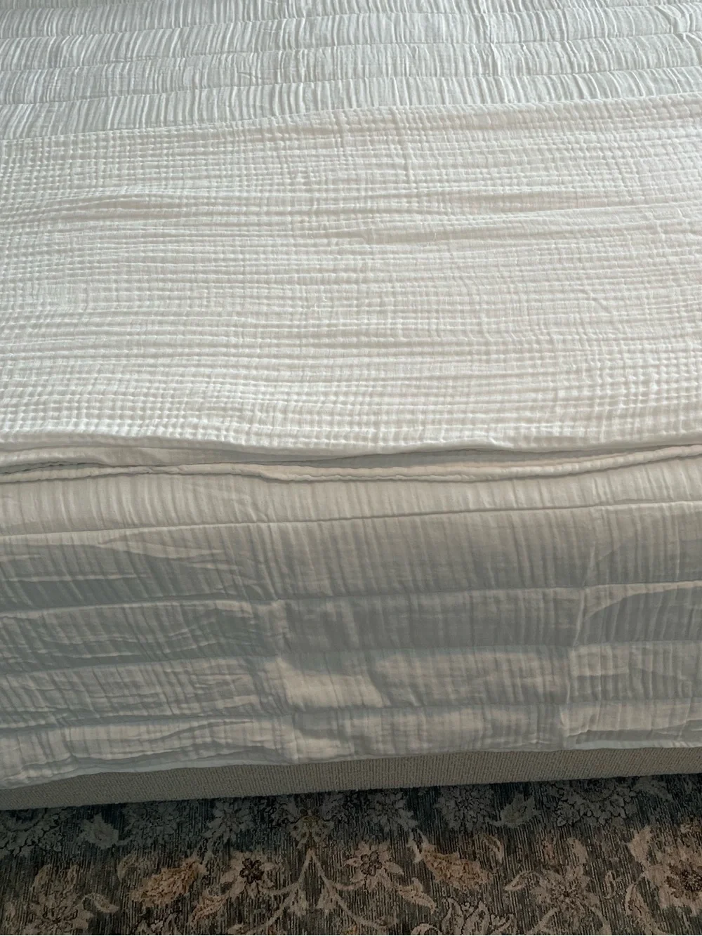 Pottery Barn White Quilted Cotton Coverlet
